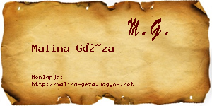 Malina Géza névjegykártya